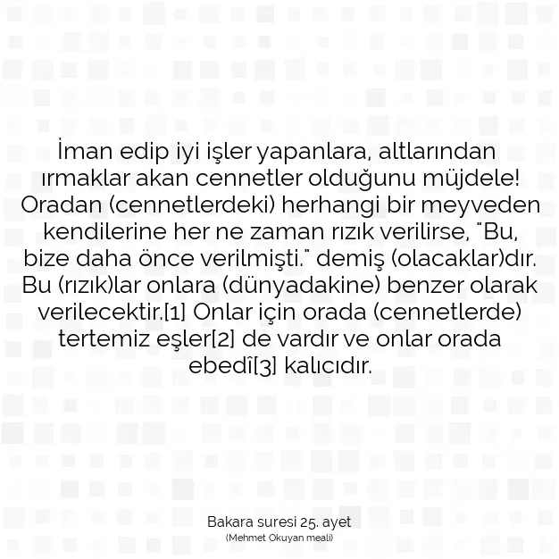 Ayetbul | Kuran Mealleri | Quran | Bakara suresi 25. ayet