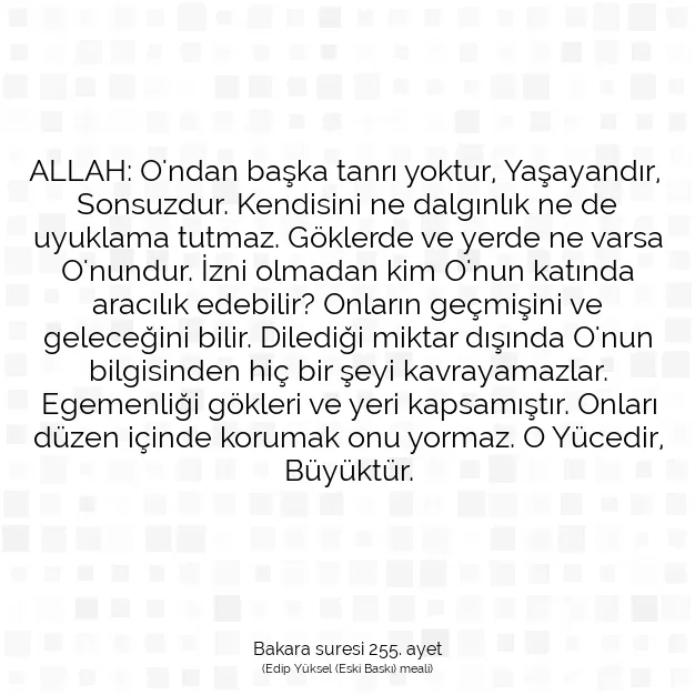 Ayetbul | Kuran Mealleri | Quran | Bakara suresi 255. ayet