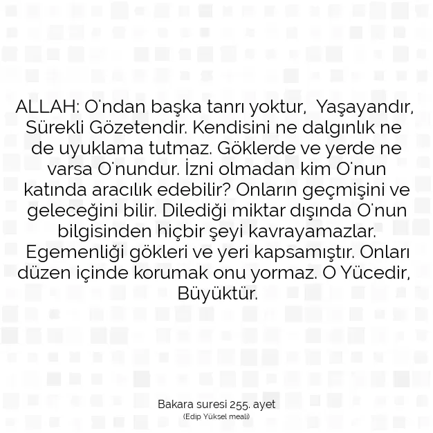 Ayetbul | Kuran Mealleri | Quran | Bakara suresi 255. ayet