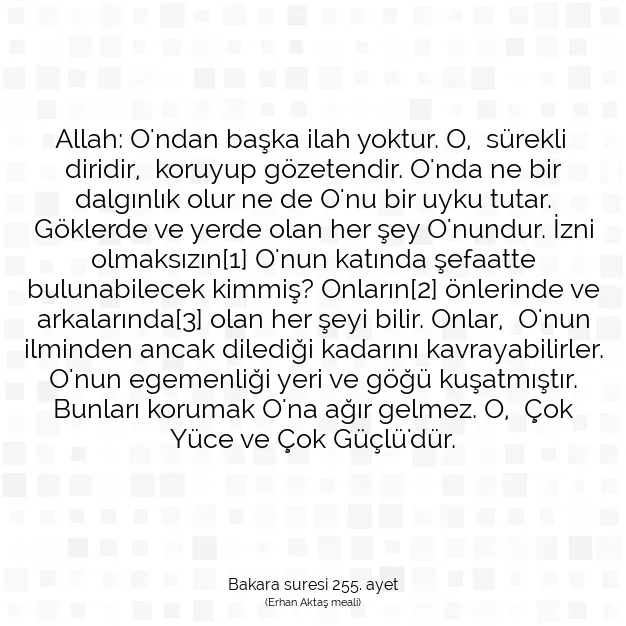 Ayetbul | Kuran Mealleri | Quran | Bakara suresi 255. ayet