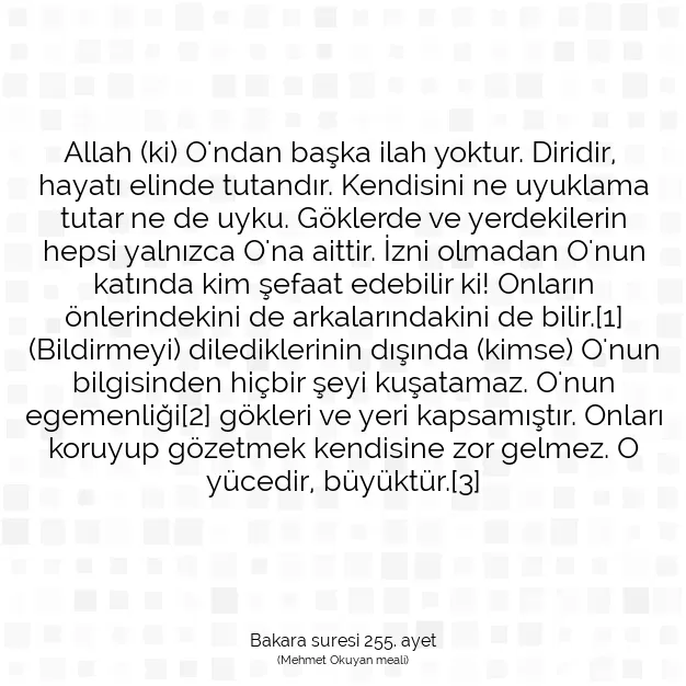 Ayetbul | Kuran Mealleri | Quran | Bakara suresi 255. ayet