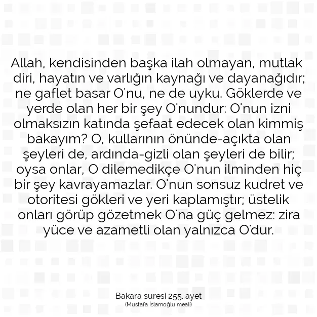 Ayetbul | Kuran Mealleri | Quran | Bakara suresi 255. ayet