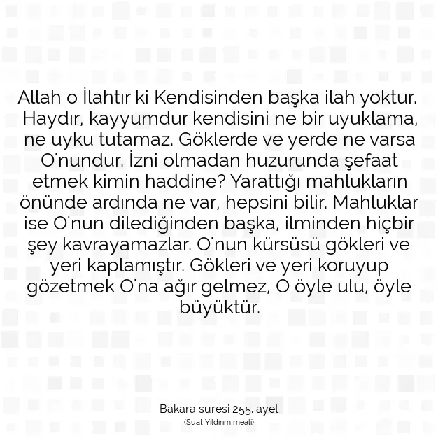 Ayetbul | Kuran Mealleri | Quran | Bakara suresi 255. ayet