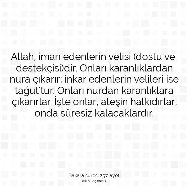 Ayetbul | Kuran Mealleri | Quran | Bakara suresi 257. ayet