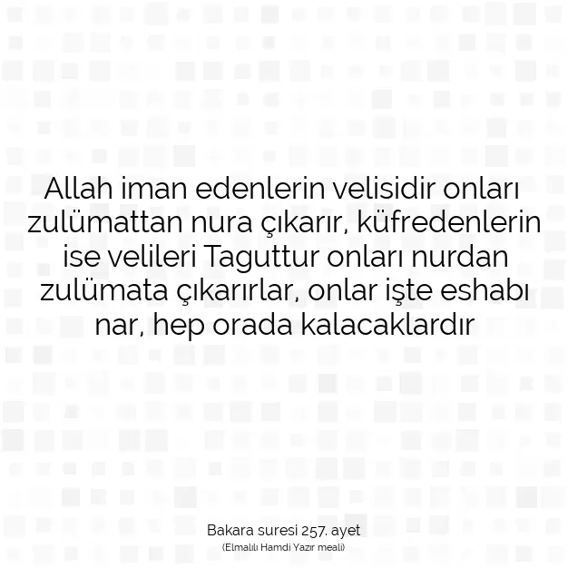 Ayetbul | Kuran Mealleri | Quran | Bakara suresi 257. ayet