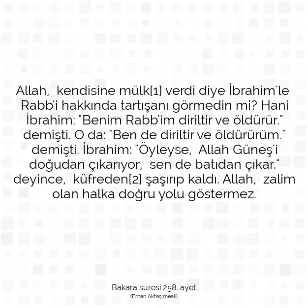 Ayetbul | Kuran Mealleri | Quran | Bakara suresi 258. ayet