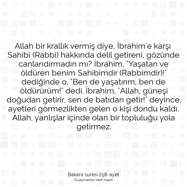 Ayetbul | Kuran Mealleri | Quran | Bakara suresi 258. ayet