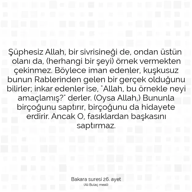 Ayetbul | Kuran Mealleri | Quran | Bakara suresi 26. ayet