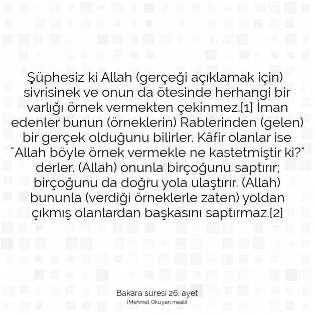 Ayetbul | Kuran Mealleri | Quran | Bakara suresi 26. ayet