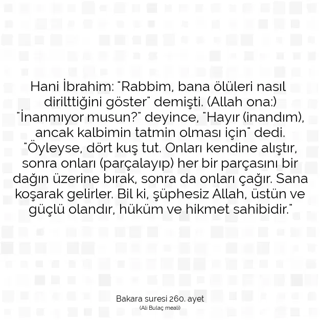 Ayetbul | Kuran Mealleri | Quran | Bakara suresi 260. ayet