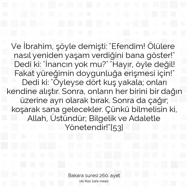 Ayetbul | Kuran Mealleri | Quran | Bakara suresi 260. ayet