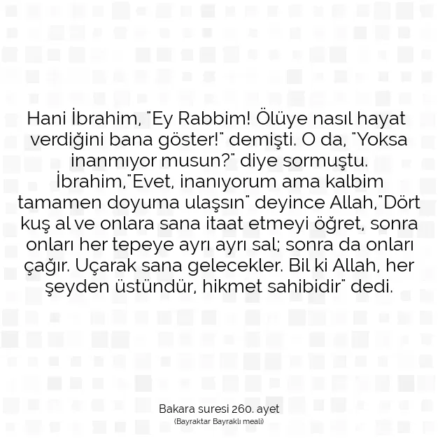 Ayetbul | Kuran Mealleri | Quran | Bakara suresi 260. ayet