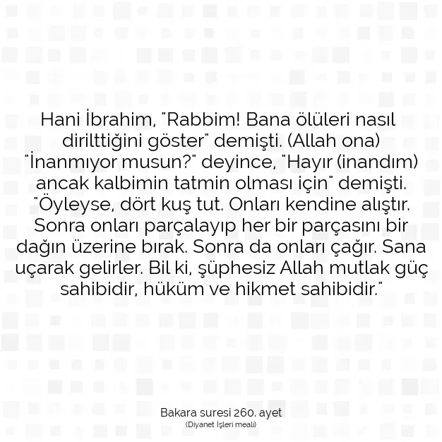 Ayetbul | Kuran Mealleri | Quran | Bakara suresi 260. ayet