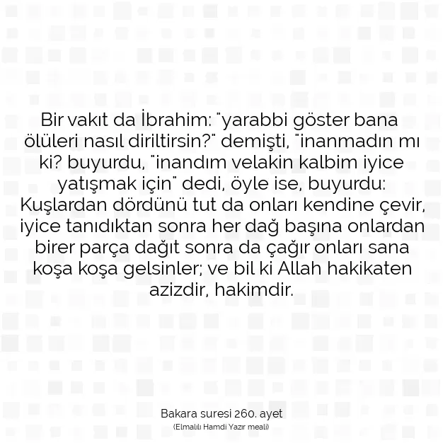 Ayetbul | Kuran Mealleri | Quran | Bakara suresi 260. ayet