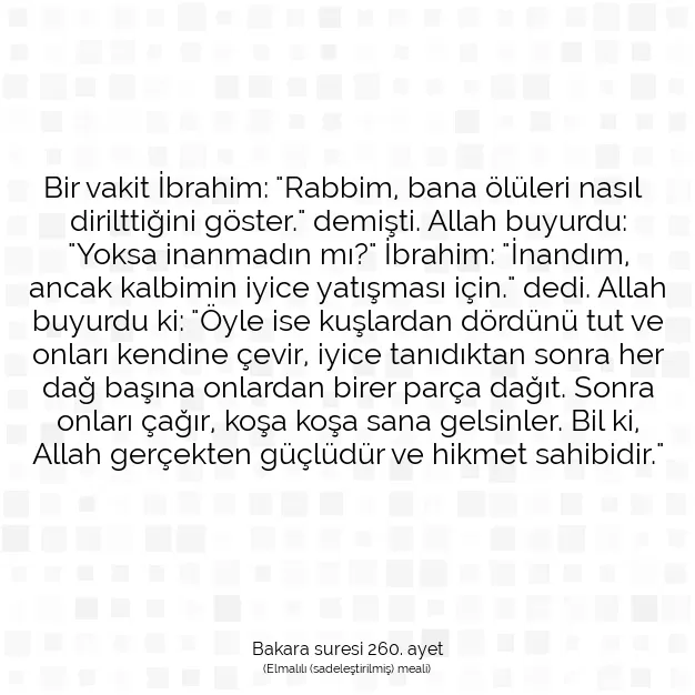 Ayetbul | Kuran Mealleri | Quran | Bakara suresi 260. ayet