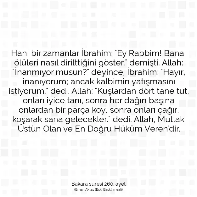 Ayetbul | Kuran Mealleri | Quran | Bakara suresi 260. ayet