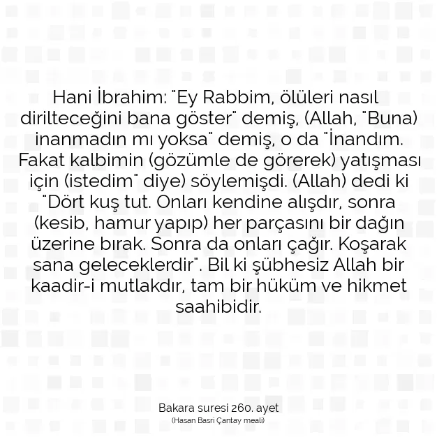 Ayetbul | Kuran Mealleri | Quran | Bakara suresi 260. ayet