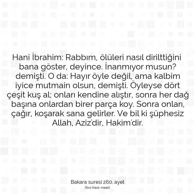 Ayetbul | Kuran Mealleri | Quran | Bakara suresi 260. ayet