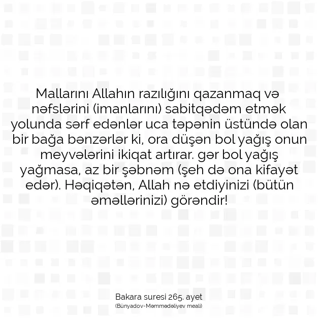 Ayetbul | Kuran Mealleri | Quran | Bakara suresi 265. ayet