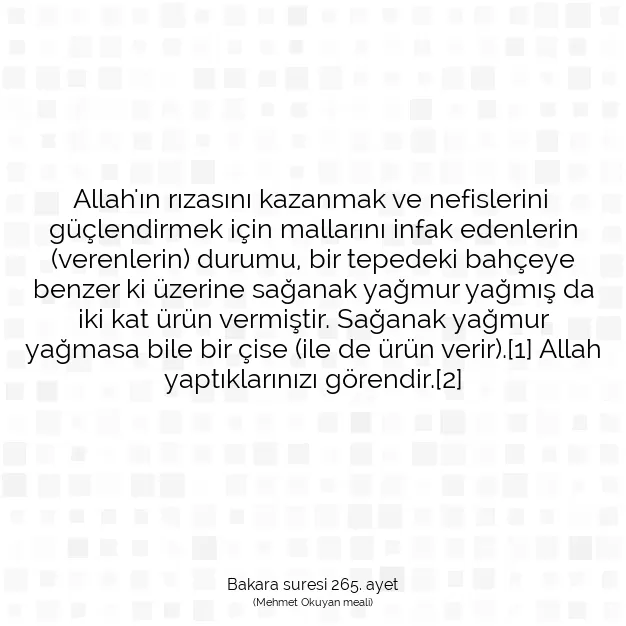 Ayetbul | Kuran Mealleri | Quran | Bakara suresi 265. ayet