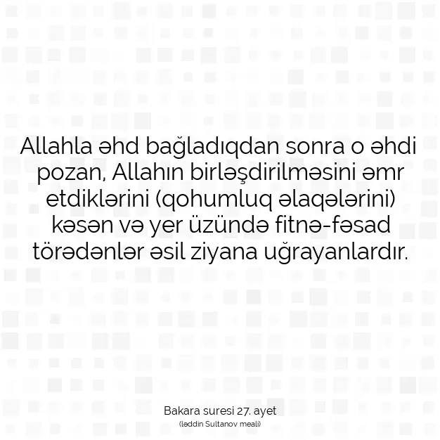 Ayetbul | Kuran Mealleri | Quran | Bakara suresi 27. ayet