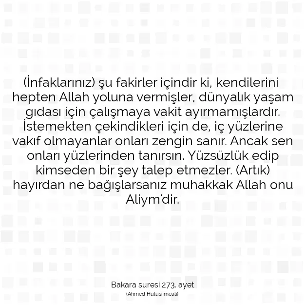 Ayetbul | Kuran Mealleri | Quran | Bakara suresi 273. ayet