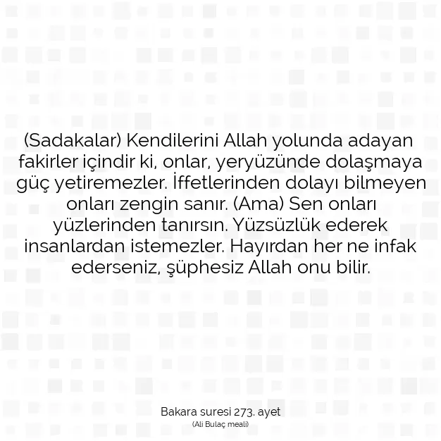 Ayetbul | Kuran Mealleri | Quran | Bakara suresi 273. ayet