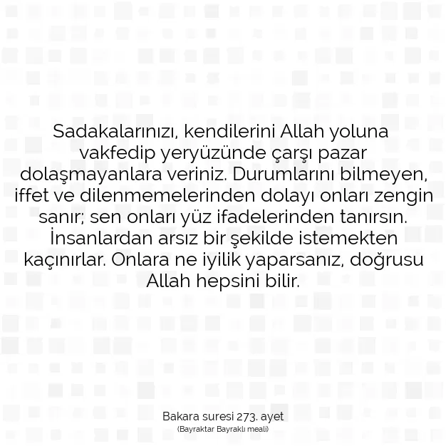 Ayetbul | Kuran Mealleri | Quran | Bakara suresi 273. ayet