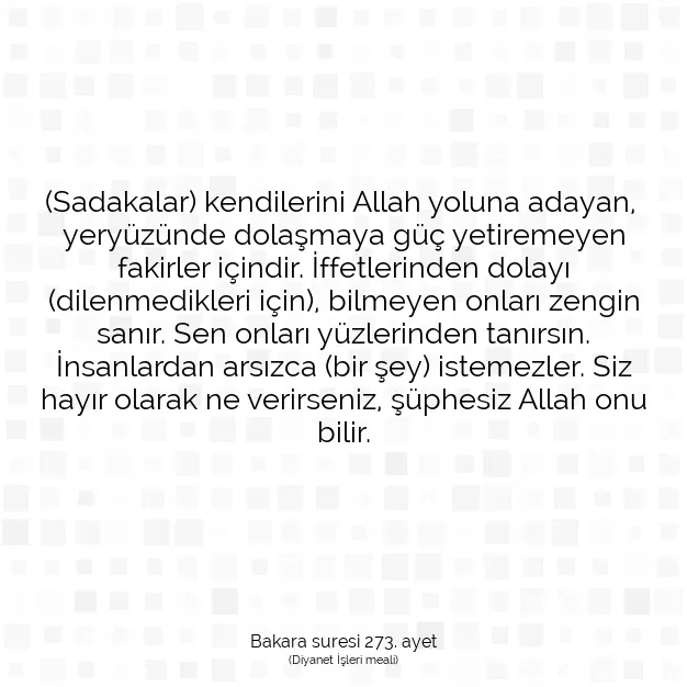 Ayetbul | Kuran Mealleri | Quran | Bakara suresi 273. ayet