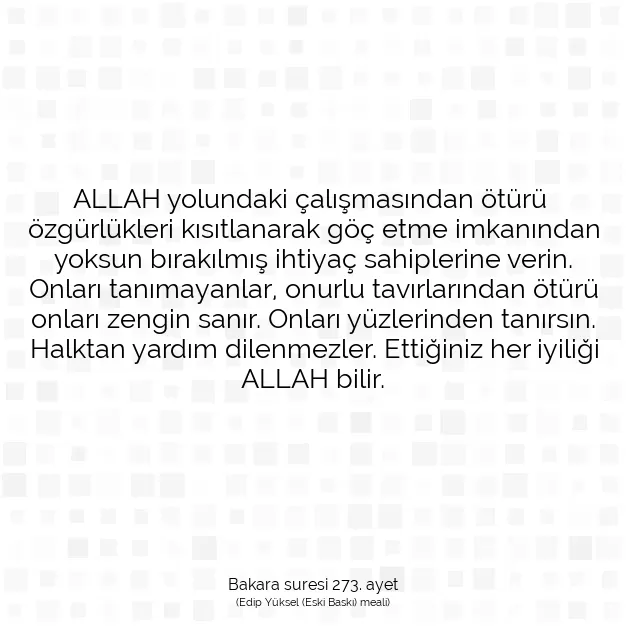 Ayetbul | Kuran Mealleri | Quran | Bakara suresi 273. ayet