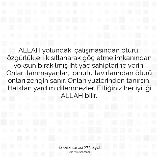 Ayetbul | Kuran Mealleri | Quran | Bakara suresi 273. ayet