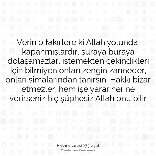 Ayetbul | Kuran Mealleri | Quran | Bakara suresi 273. ayet