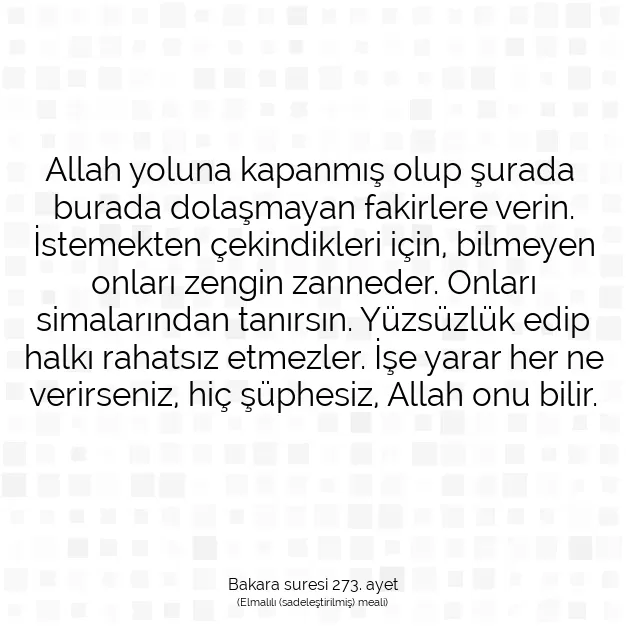 Ayetbul | Kuran Mealleri | Quran | Bakara suresi 273. ayet