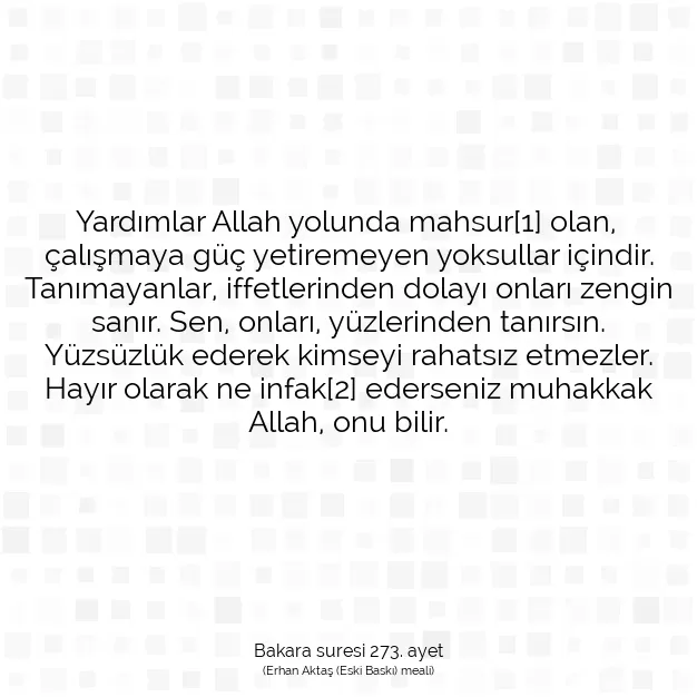 Ayetbul | Kuran Mealleri | Quran | Bakara suresi 273. ayet