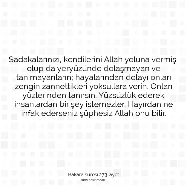 Ayetbul | Kuran Mealleri | Quran | Bakara suresi 273. ayet