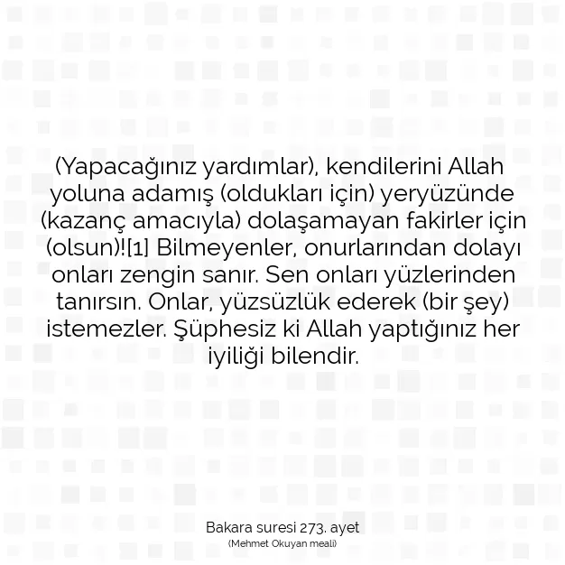 Ayetbul | Kuran Mealleri | Quran | Bakara suresi 273. ayet