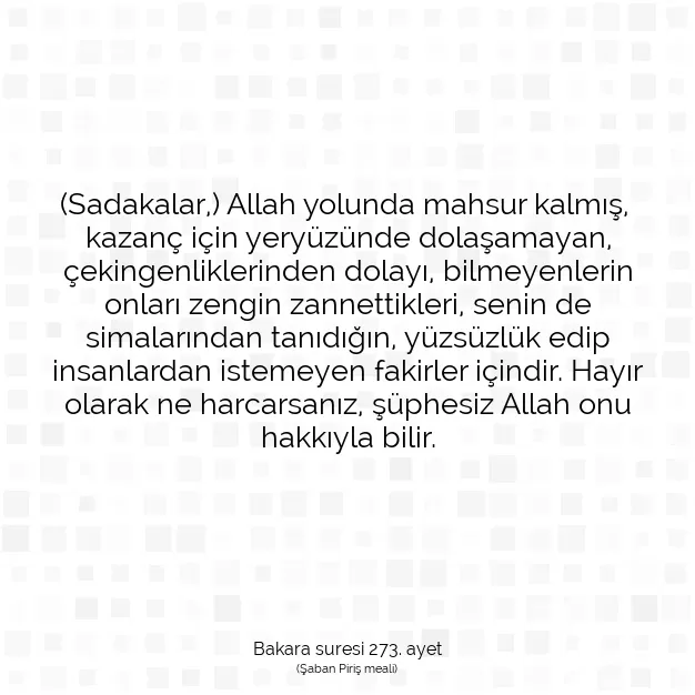 Ayetbul | Kuran Mealleri | Quran | Bakara suresi 273. ayet