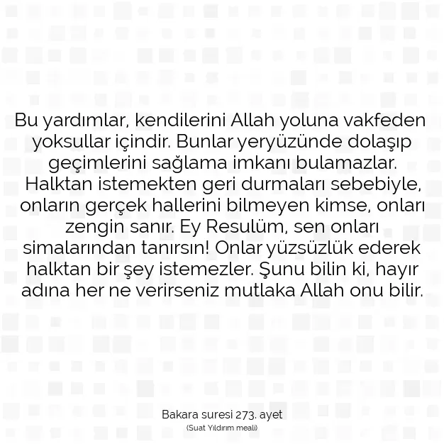 Ayetbul | Kuran Mealleri | Quran | Bakara suresi 273. ayet