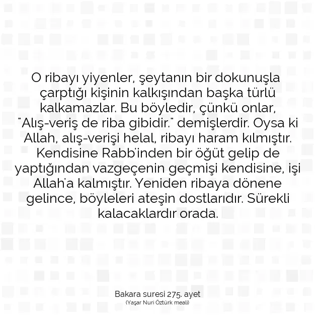 Ayetbul | Kuran Mealleri | Quran | Bakara suresi 275. ayet