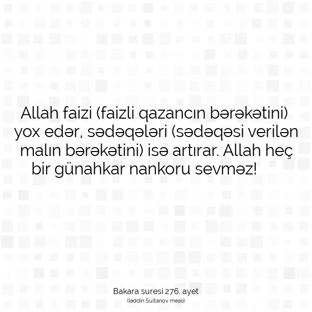 Ayetbul | Kuran Mealleri | Quran | Bakara suresi 276. ayet