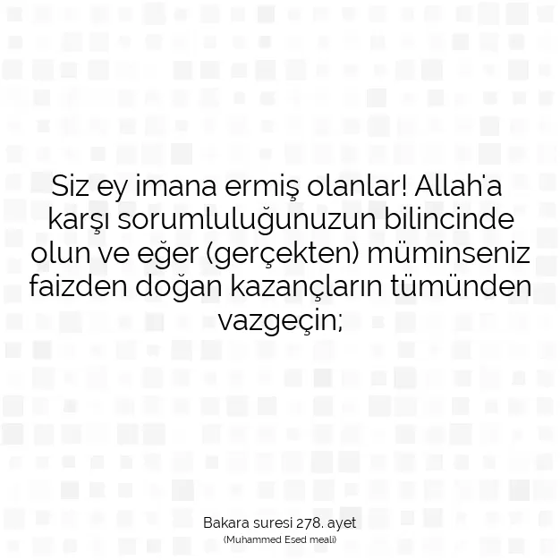 Ayetbul | Kuran Mealleri | Quran | Bakara suresi 278. ayet