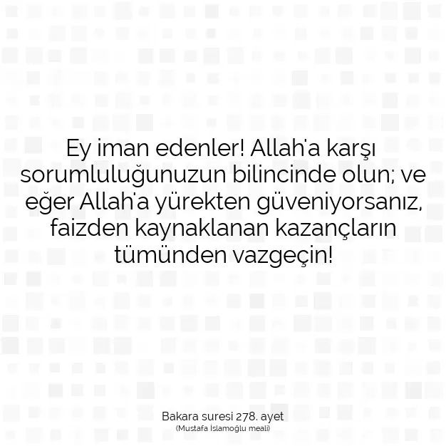 Ayetbul | Kuran Mealleri | Quran | Bakara suresi 278. ayet