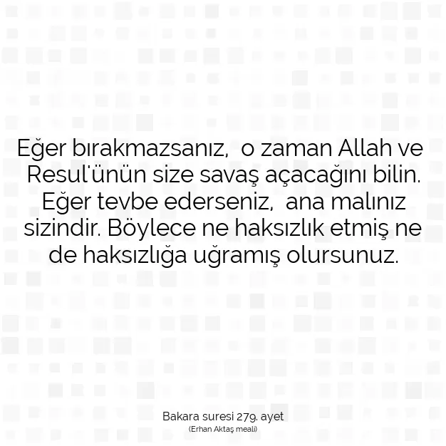 Ayetbul | Kuran Mealleri | Quran | Bakara suresi 279. ayet