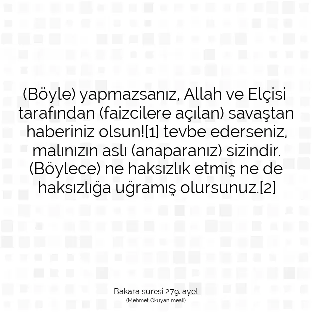 Ayetbul | Kuran Mealleri | Quran | Bakara suresi 279. ayet