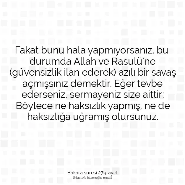 Ayetbul | Kuran Mealleri | Quran | Bakara suresi 279. ayet