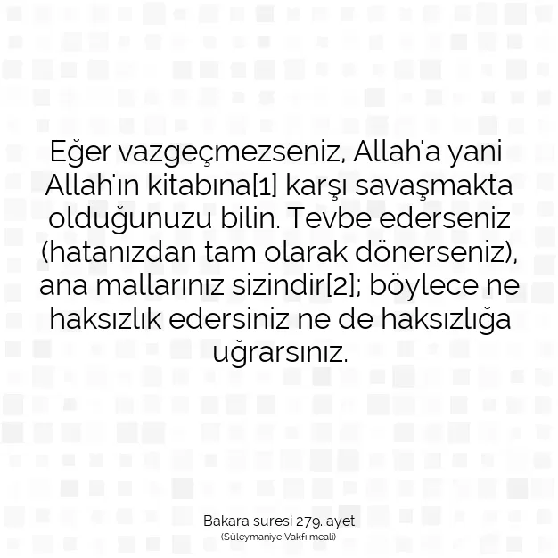 Ayetbul | Kuran Mealleri | Quran | Bakara suresi 279. ayet