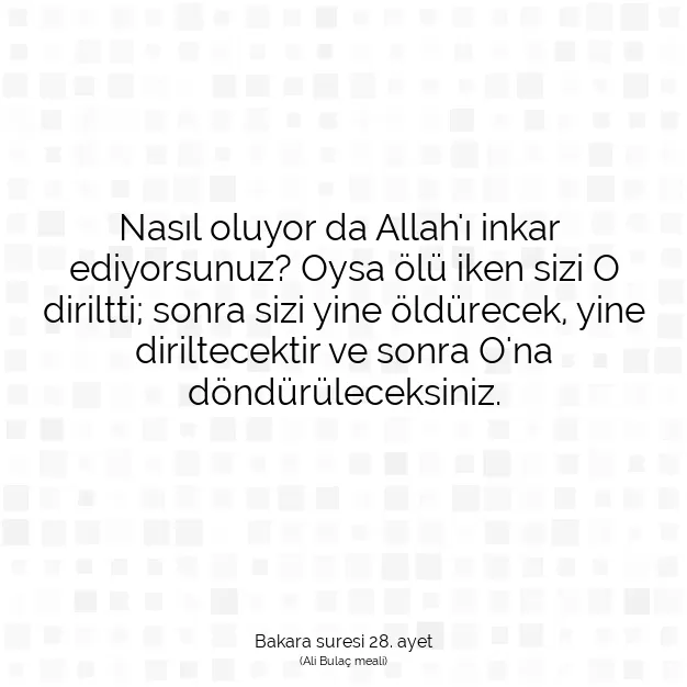 Ayetbul | Kuran Mealleri | Quran | Bakara suresi 28. ayet