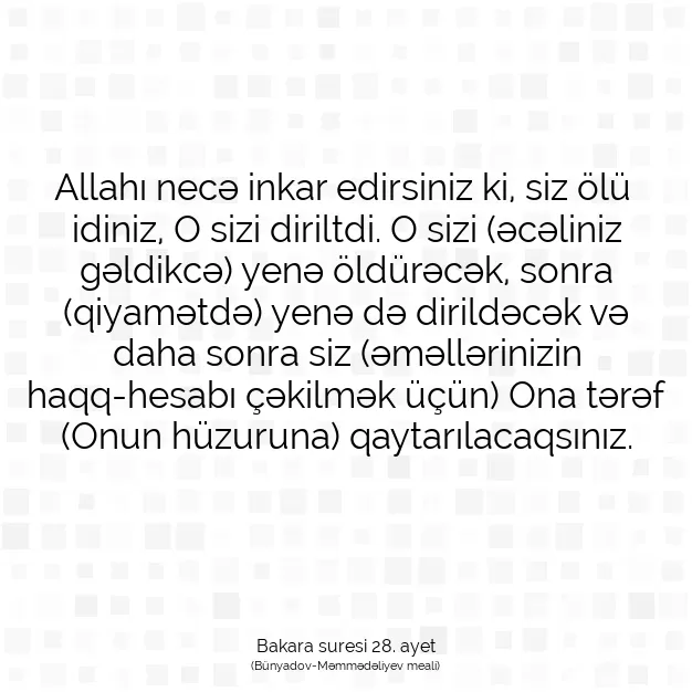 Ayetbul | Kuran Mealleri | Quran | Bakara suresi 28. ayet