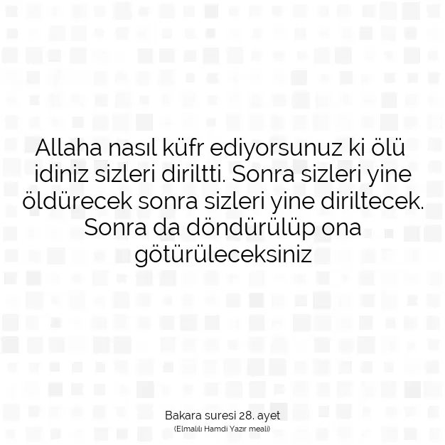 Ayetbul | Kuran Mealleri | Quran | Bakara suresi 28. ayet