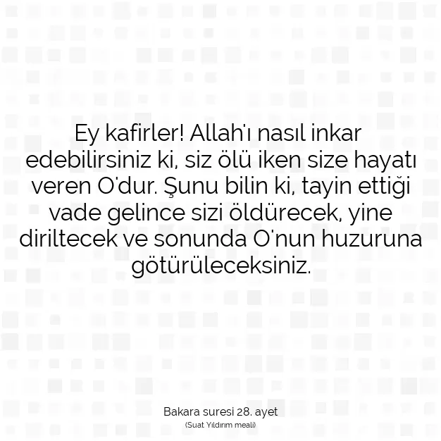 Ayetbul | Kuran Mealleri | Quran | Bakara suresi 28. ayet